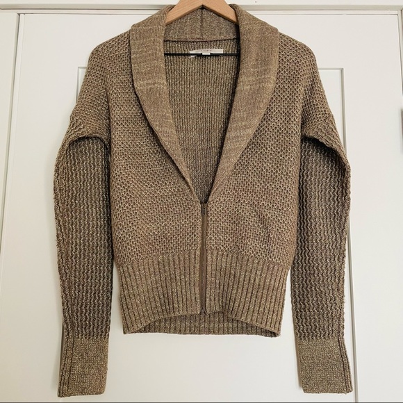 LOFT Metallic Knit Shawl Collar Wool Cardigan Size XS - Picture 1 of 7